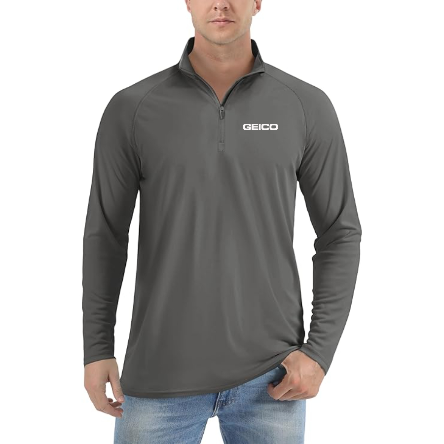 Men's Geico Lightweight Quarter-Zip Athletic Shirt Long Sleeve Performance Wear
