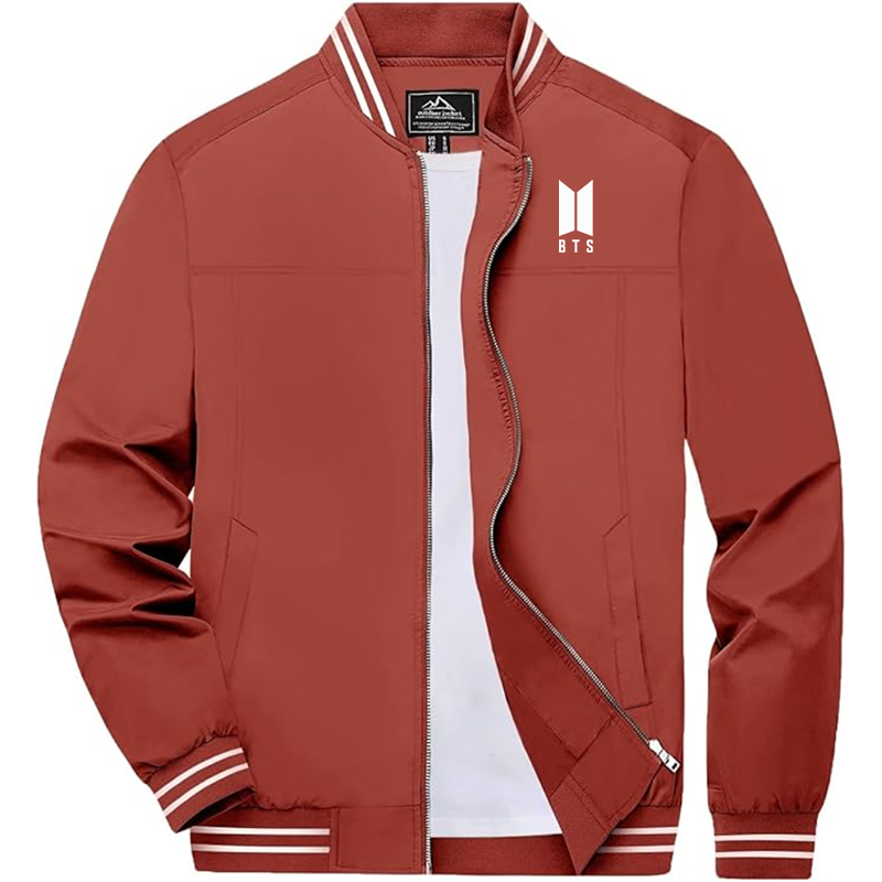 Men's BTS Boladeci Bomber Jackets Lightweight Water Resistant Breathable Spring Fall Full Zip Thin Windbreaker Light Jackets