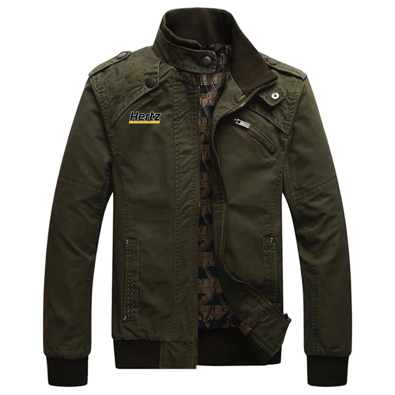 Men's Hertz Dwar Casual Washed Cotton Military Outdoor Jackets with Shoulder Straps