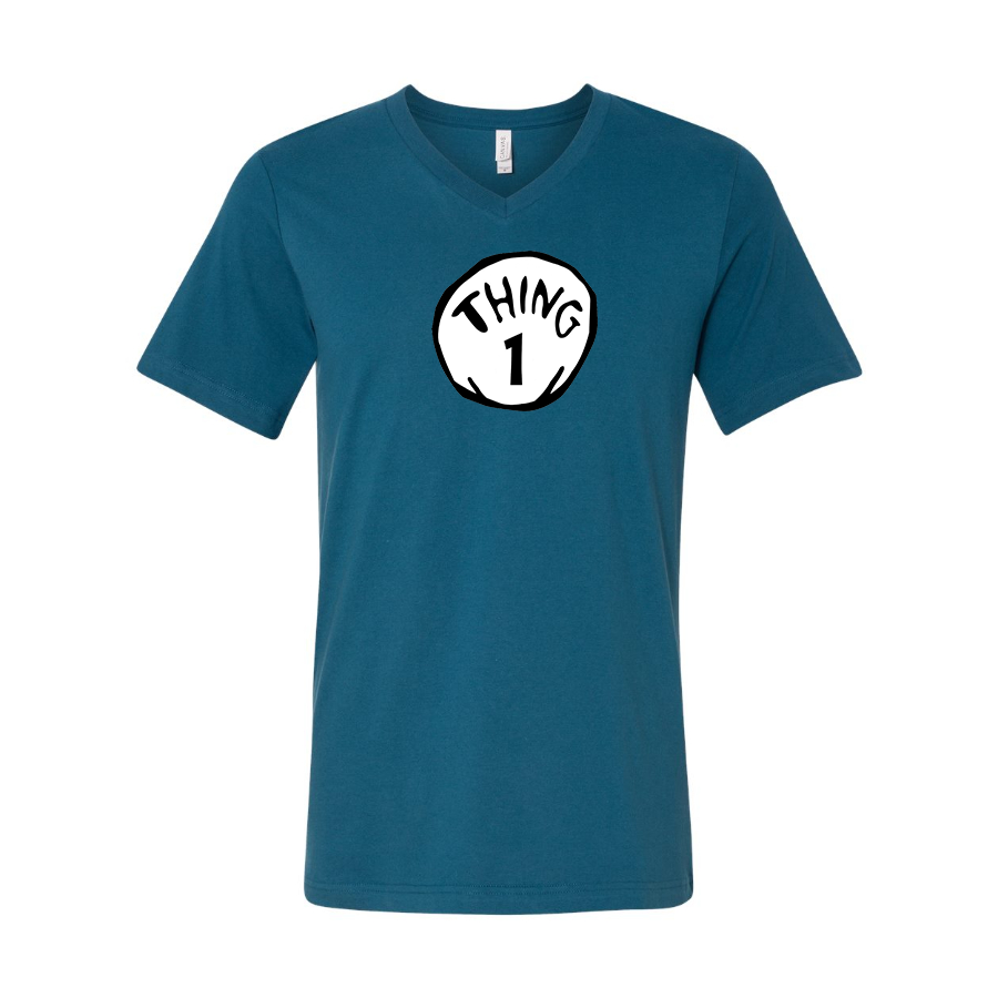 Men's Dr. Suess Thing 1 BELLA CANVAS Jersey V-Neck Tee