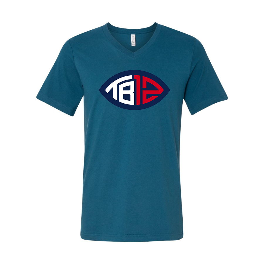 Men's Tom Brady 12 BELLA CANVAS Jersey V-Neck Tee