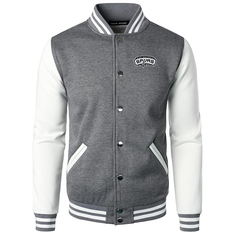 Men’s San Antonio Spurs Varsity Baseball Jacket Cotton Blend Letterman Jackets