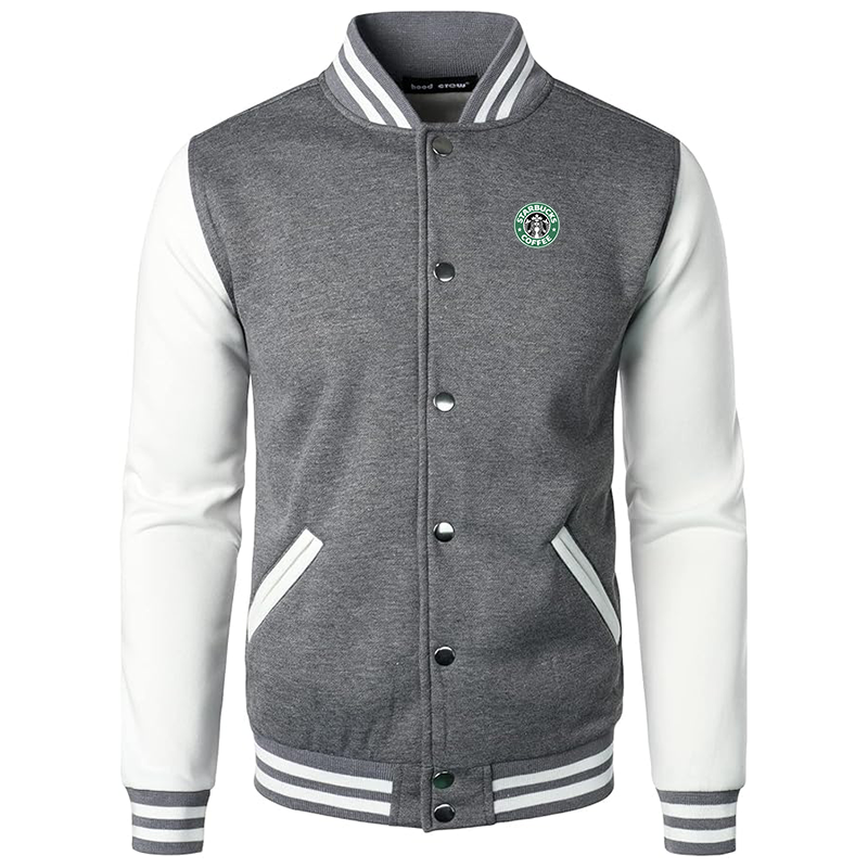 Men’s Starbucks Coffee Varsity Baseball Jacket Cotton Blend Letterman Jackets