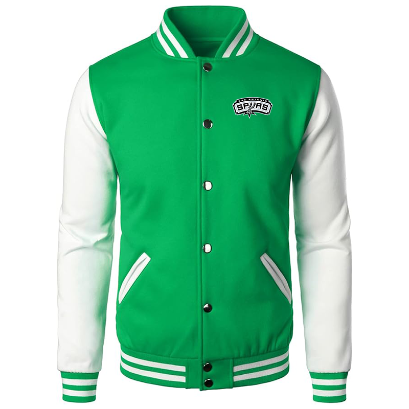 Men’s San Antonio Spurs Varsity Baseball Jacket Cotton Blend Letterman Jackets