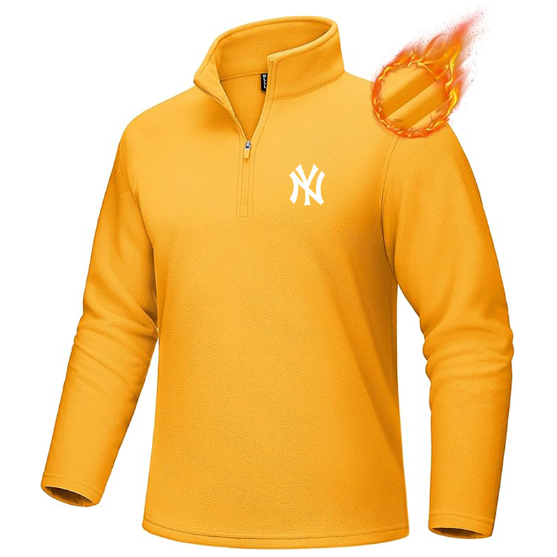 Men's New York NY Yankees MAGCOMSEN Quarter-Zip Pullover Polar Fleece Sweatshirt Stand Collar Long Sleeve Shirt for Men Thermal Winter Fall