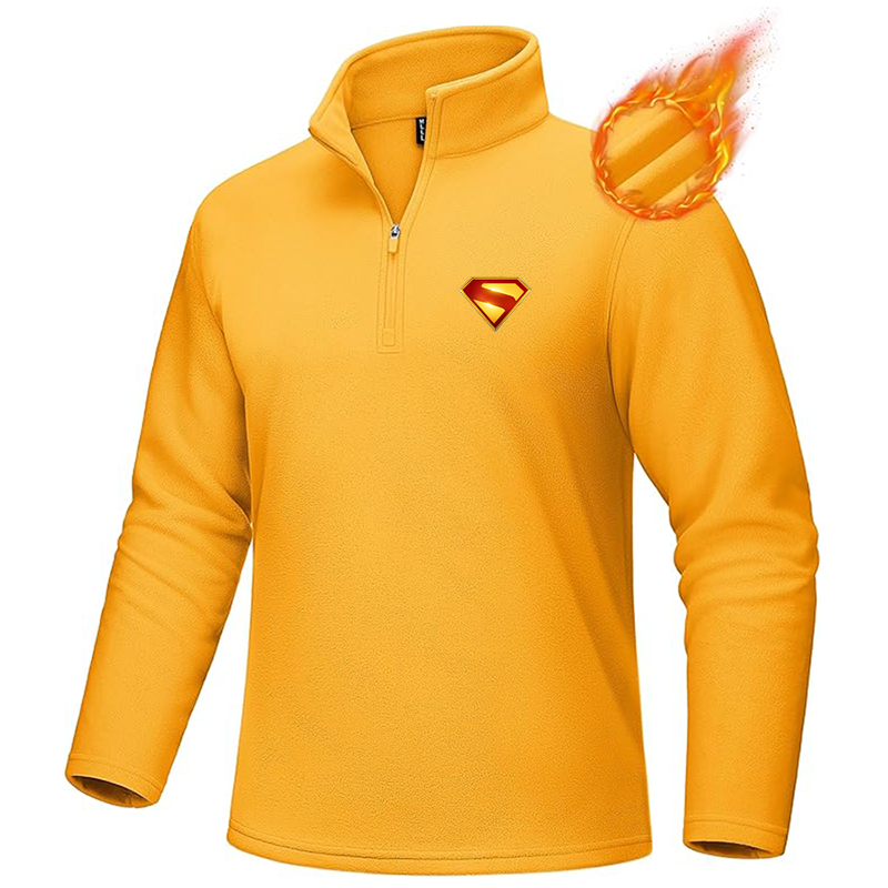 Men's Superman 2025 MAGCOMSEN Quarter-Zip Pullover Polar Fleece Sweatshirt Stand Collar Long Sleeve Shirt for Men Thermal Winter Fall