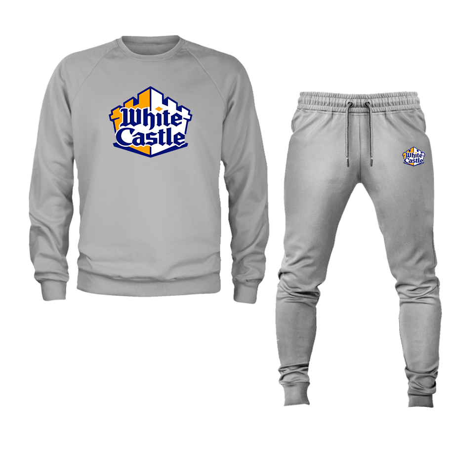 Men's White Castle Crewneck Sweatshirt Joggers Suit