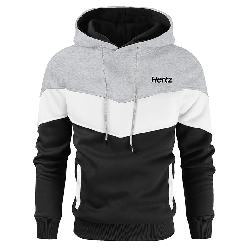 Men's Hertz Gesean Novelty Color Block Pullover Fleece Hoodie Long Sleeve Casual Sweatshirt with Pocket