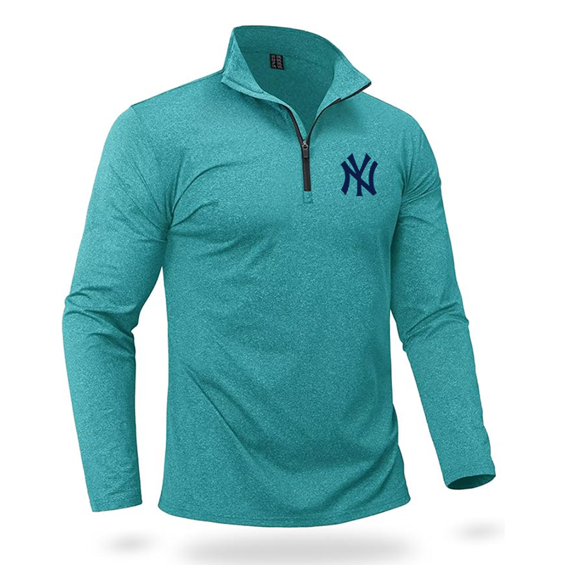 Men's New York NY Yankees Quarter Zip Pullover Premium Fleece Lined Heather Long Sleeve Golf Shirts Midweight 1/4 Half Zip Sweatshirts