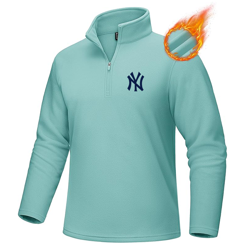 Men's New York NY Yankees MAGCOMSEN Quarter-Zip Pullover Polar Fleece Sweatshirt Stand Collar Long Sleeve Shirt for Men Thermal Winter Fall