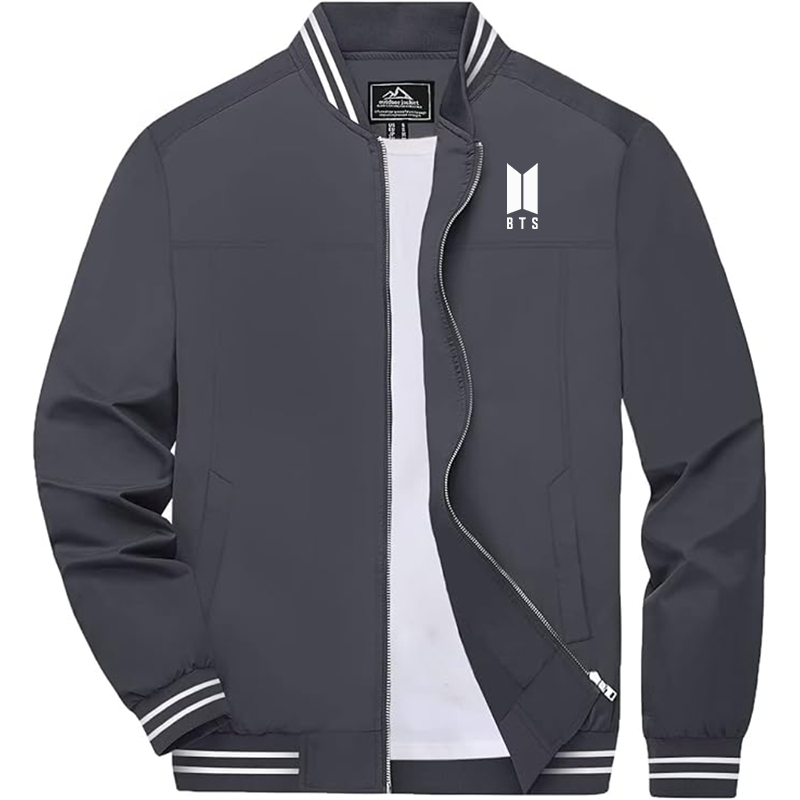 Men's BTS Boladeci Bomber Jackets Lightweight Water Resistant Breathable Spring Fall Full Zip Thin Windbreaker Light Jackets