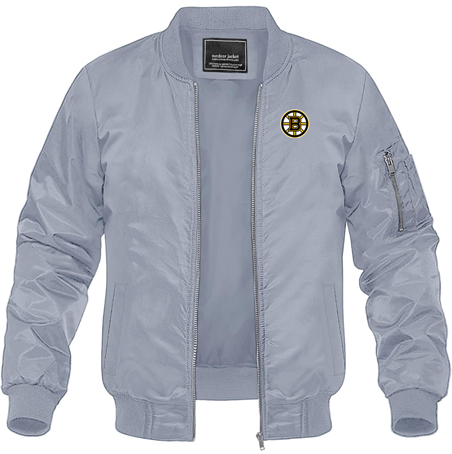 Men's NHL Boston Bruins Lightweight Bomber Jacket Windbreaker Softshell Varsity Jacket