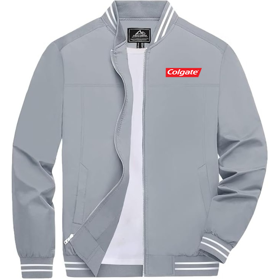Men's Colgate Lightweight Zip-Up Bomber Jacket with Ribbed Collar and Cuffs Versatile Casual Outerwear