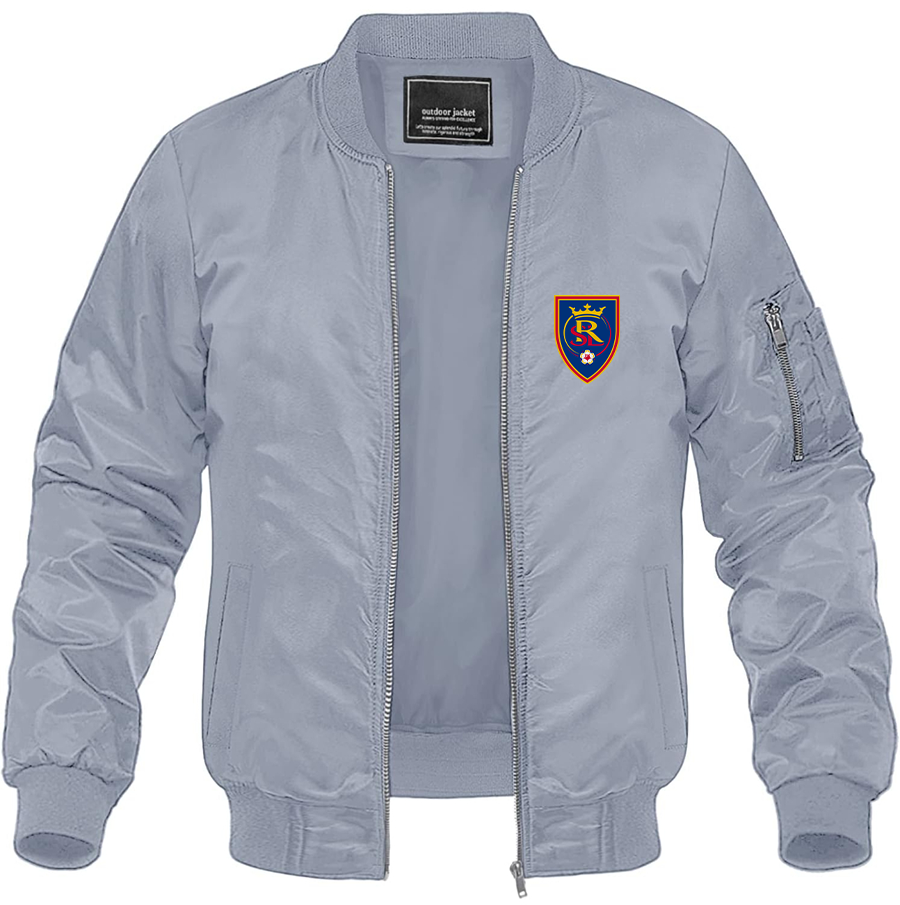Men's Real Salt Lake Soccer Lightweight Bomber Jacket Windbreaker Softshell Varsity Jacket
