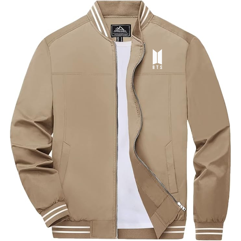 Men's BTS Boladeci Bomber Jackets Lightweight Water Resistant Breathable Spring Fall Full Zip Thin Windbreaker Light Jackets