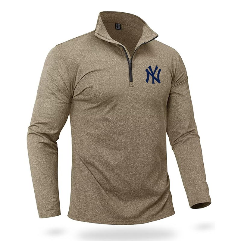 Men's New York NY Yankees Quarter Zip Pullover Premium Fleece Lined Heather Long Sleeve Golf Shirts Midweight 1/4 Half Zip Sweatshirts