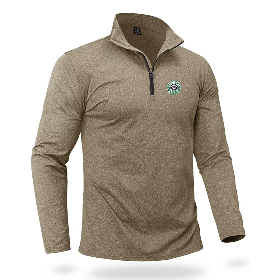 Men's Starbucks Coffee Quarter Zip Pullover Premium Fleece Lined Heather Long Sleeve Golf Shirts Midweight 1/4 Half Zip Sweatshirts