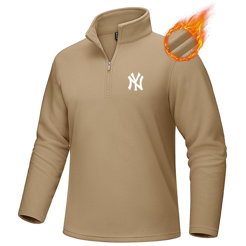 Men's New York NY Yankees MAGCOMSEN Quarter-Zip Pullover Polar Fleece Sweatshirt Stand Collar Long Sleeve Shirt for Men Thermal Winter Fall
