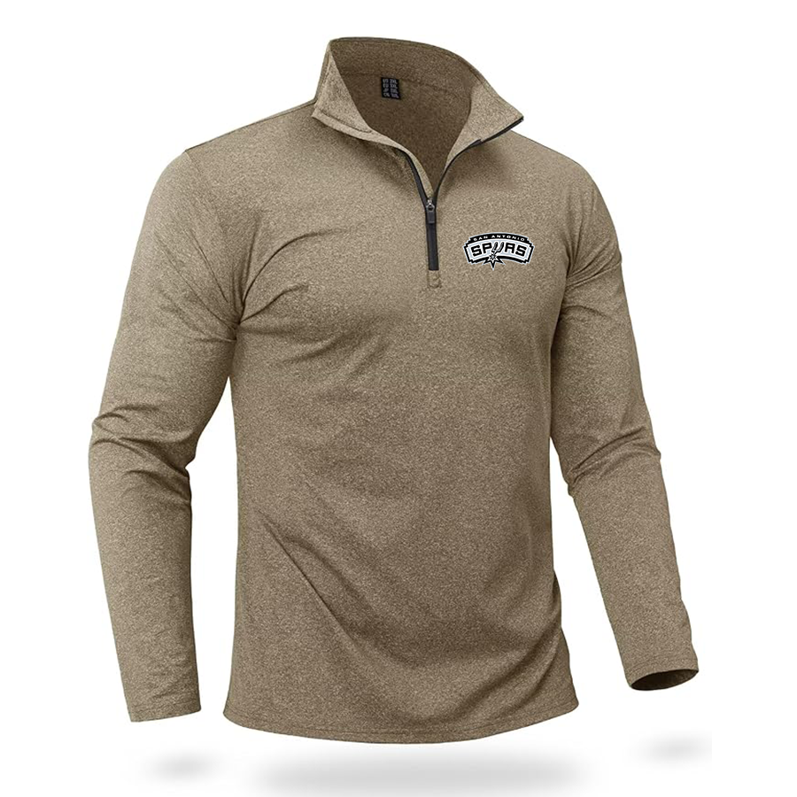 Men's San Antonio Spurs Quarter Zip Pullover Premium Fleece Lined Heather Long Sleeve Golf Shirts Midweight 1/4 Half Zip Sweatshirts