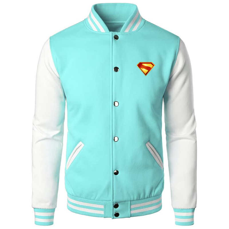 Men’s Superman 2025 Varsity Baseball Jacket Cotton Blend Letterman Jackets