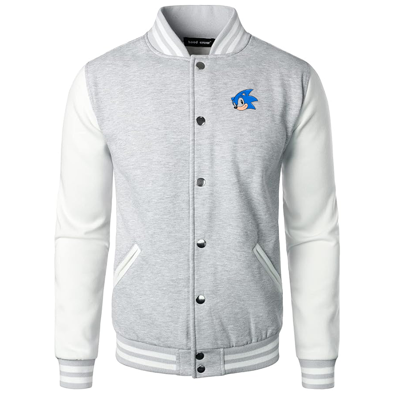 Men’s Sonic the Hedgehog Varsity Baseball Jacket Cotton Blend Letterman Jackets