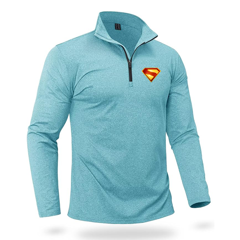 Men's Superman 2025 Quarter Zip Pullover Premium Fleece Lined Heather Long Sleeve Golf Shirts Midweight 1/4 Half Zip Sweatshirts