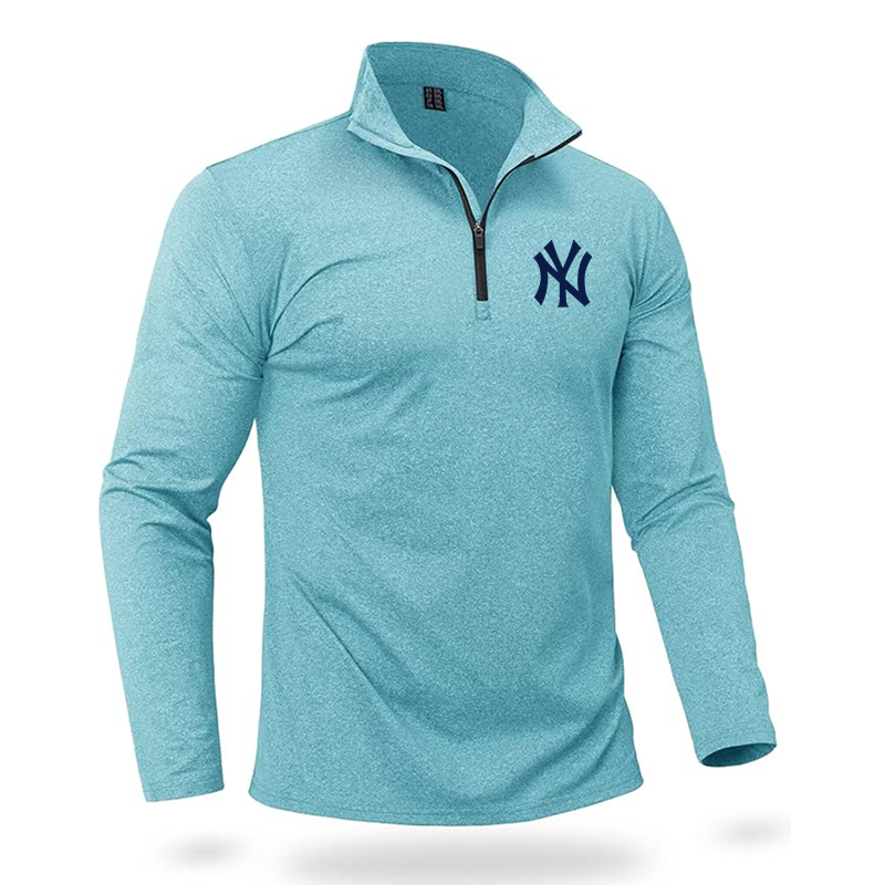 Men's New York NY Yankees Quarter Zip Pullover Premium Fleece Lined Heather Long Sleeve Golf Shirts Midweight 1/4 Half Zip Sweatshirts