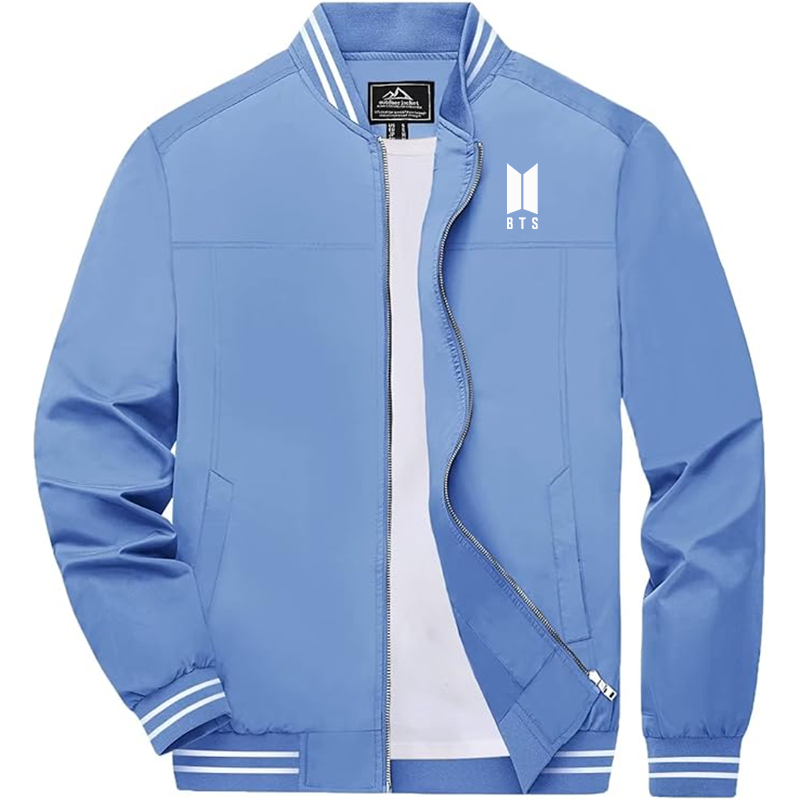 Men's BTS Boladeci Bomber Jackets Lightweight Water Resistant Breathable Spring Fall Full Zip Thin Windbreaker Light Jackets