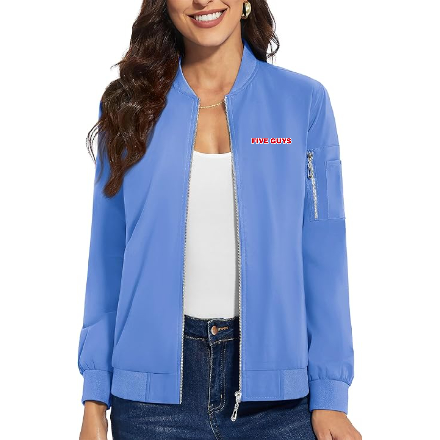 Women's Five Guys Premium Bomber Jacket with Polished Detailing and Functional Sleeve Pocket Modern Luxury Outerwear