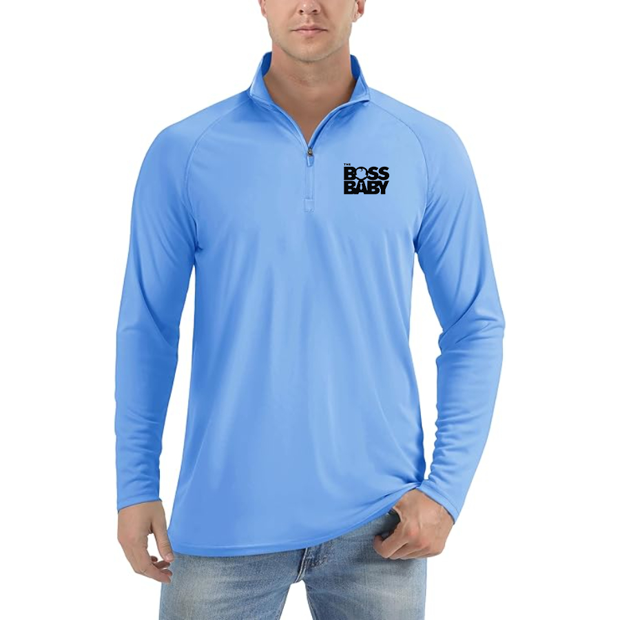 Men's Boss Baby Lightweight Quarter-Zip Athletic Shirt Long Sleeve Performance Wear