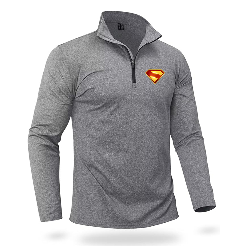 Men's Superman 2025 Quarter Zip Pullover Premium Fleece Lined Heather Long Sleeve Golf Shirts Midweight 1/4 Half Zip Sweatshirts