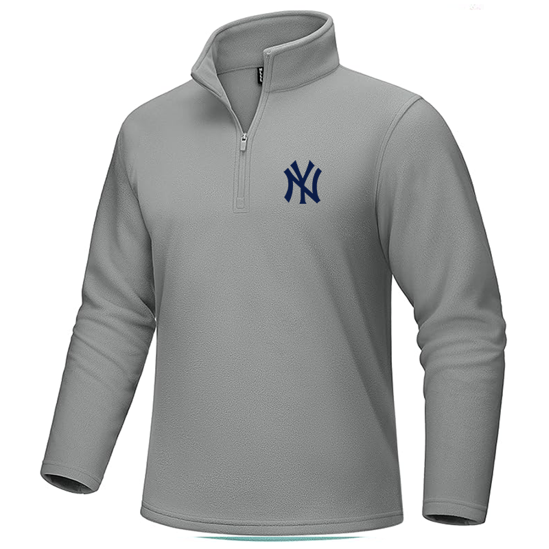 Men's New York NY Yankees MAGCOMSEN Quarter-Zip Pullover Polar Fleece Sweatshirt Stand Collar Long Sleeve Shirt for Men Thermal Winter Fall