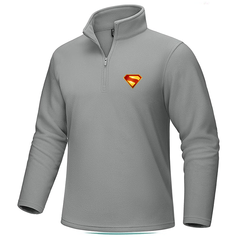 Men's Superman 2025 MAGCOMSEN Quarter-Zip Pullover Polar Fleece Sweatshirt Stand Collar Long Sleeve Shirt for Men Thermal Winter Fall