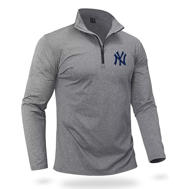 Men's New York NY Yankees Quarter Zip Pullover Premium Fleece Lined Heather Long Sleeve Golf Shirts Midweight 1/4 Half Zip Sweatshirts