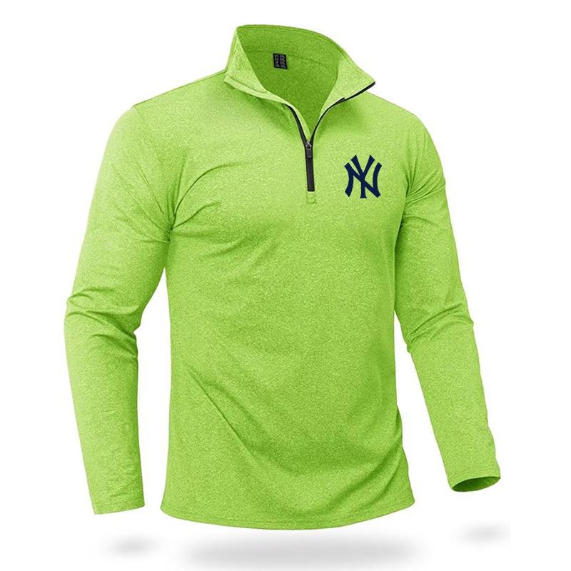 Men's New York NY Yankees Quarter Zip Pullover Premium Fleece Lined Heather Long Sleeve Golf Shirts Midweight 1/4 Half Zip Sweatshirts