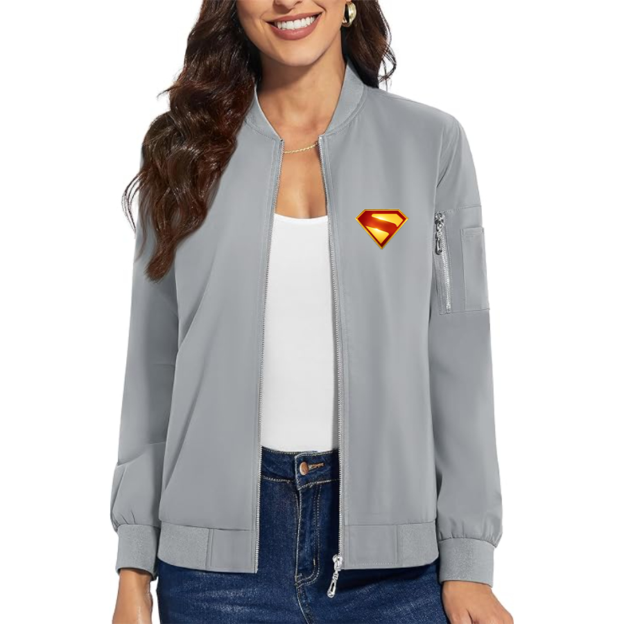 Women's Superman 2025 Premium Bomber Jacket with Polished Detailing and Functional Sleeve Pocket Modern Luxury Outerwear