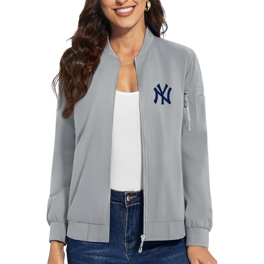Women's New York NY Yankees Premium Bomber Jacket with Polished Detailing and Functional Sleeve Pocket Modern Luxury Outerwear