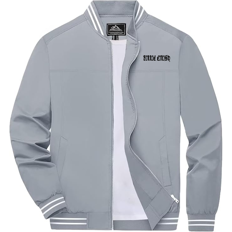Men's Billie Eilish Boladeci Bomber Jackets Lightweight Water Resistant Breathable Spring Fall Full Zip Thin Windbreaker Light Jackets