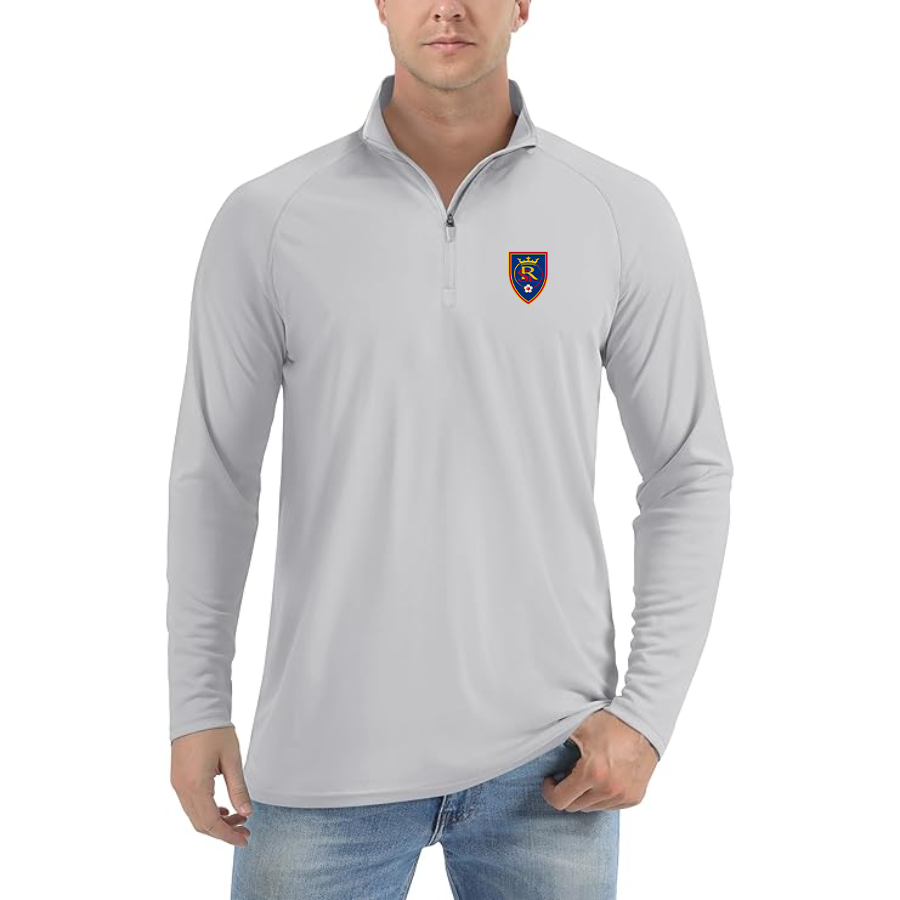 Men's Real Salt Lake Soccer Lightweight Quarter-Zip Athletic Shirt Long Sleeve Performance Wear