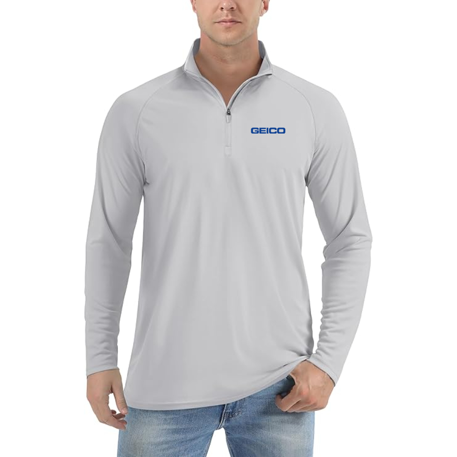 Men's Geico Lightweight Quarter-Zip Athletic Shirt Long Sleeve Performance Wear