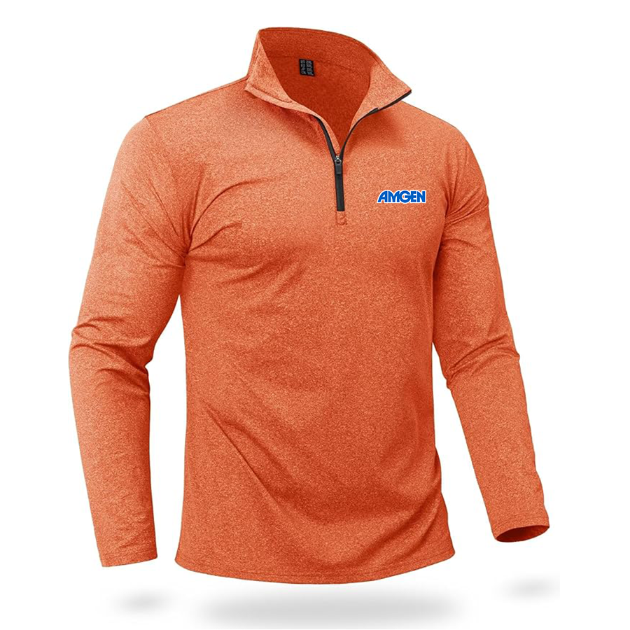 Men's Amgen Quarter Zip Pullover Premium Fleece Lined Heather Long Sleeve Golf Shirts Midweight 1/4 Half Zip Sweatshirts