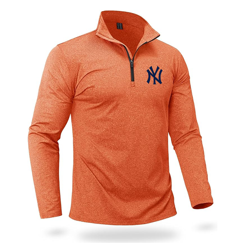 Men's New York NY Yankees Quarter Zip Pullover Premium Fleece Lined Heather Long Sleeve Golf Shirts Midweight 1/4 Half Zip Sweatshirts