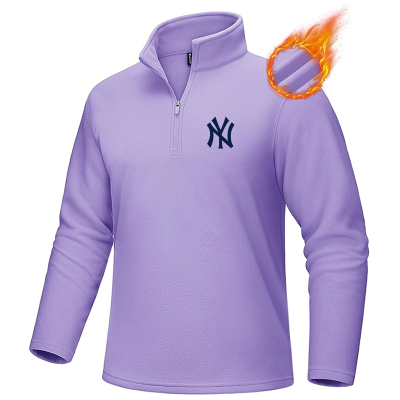 Men's New York NY Yankees MAGCOMSEN Quarter-Zip Pullover Polar Fleece Sweatshirt Stand Collar Long Sleeve Shirt for Men Thermal Winter Fall