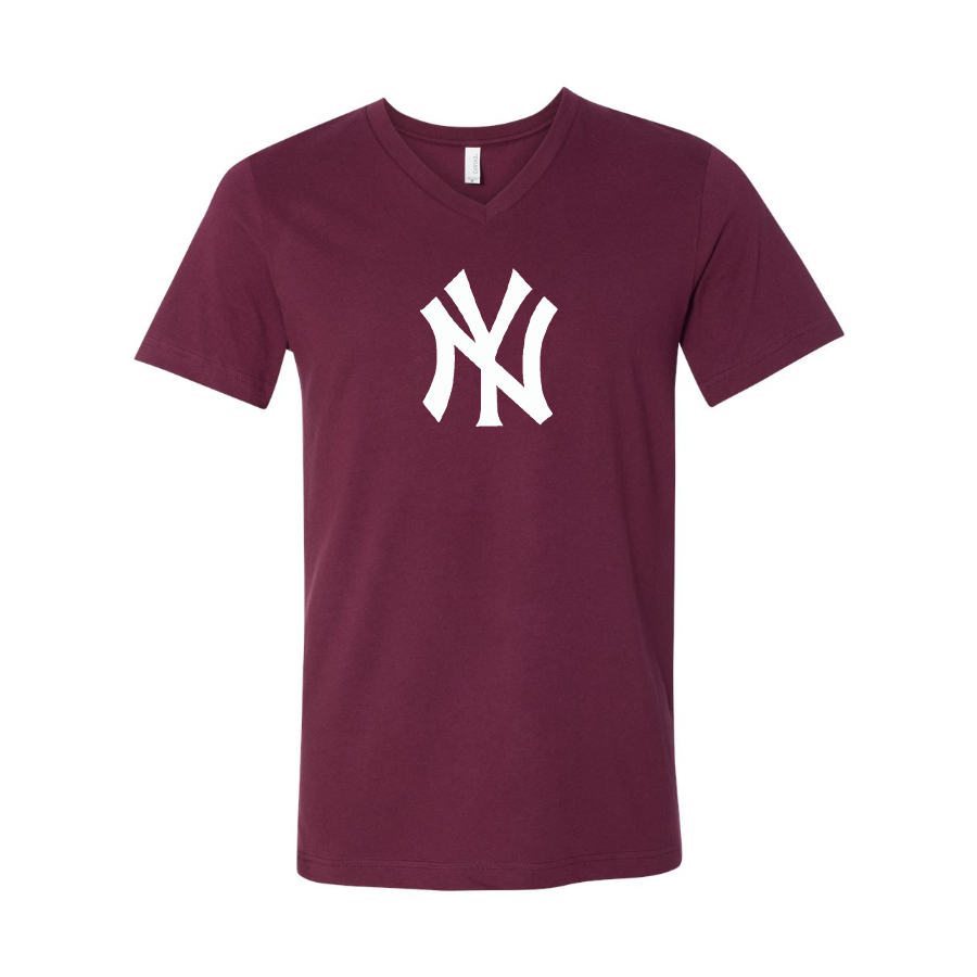 New York NY Yankees BELLA CANVAS Jersey V-Neck Tee