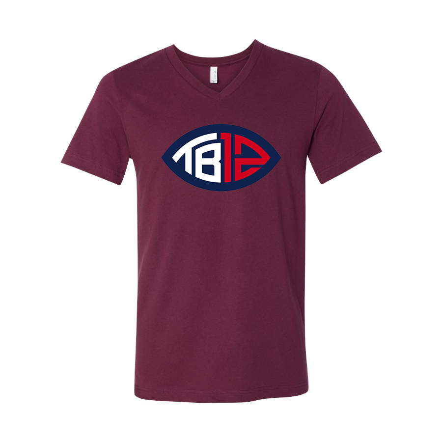 Men's Tom Brady 12 BELLA CANVAS Jersey V-Neck Tee