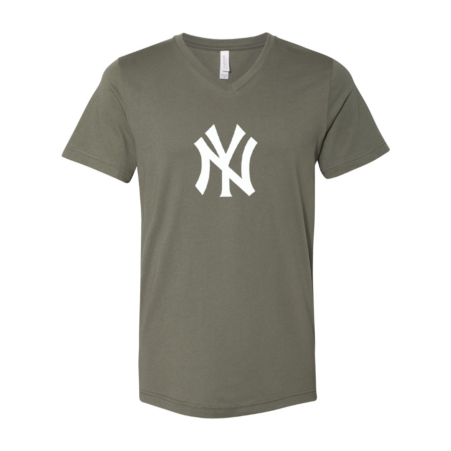 New York NY Yankees BELLA CANVAS Jersey V-Neck Tee