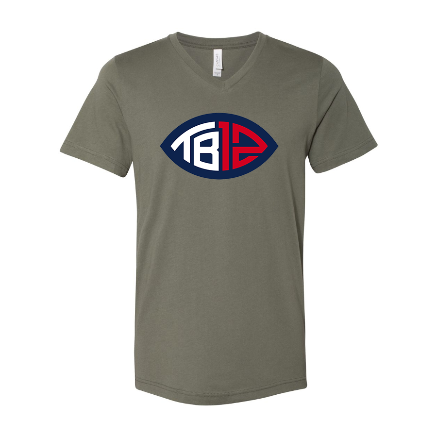 Men's Tom Brady 12 BELLA CANVAS Jersey V-Neck Tee