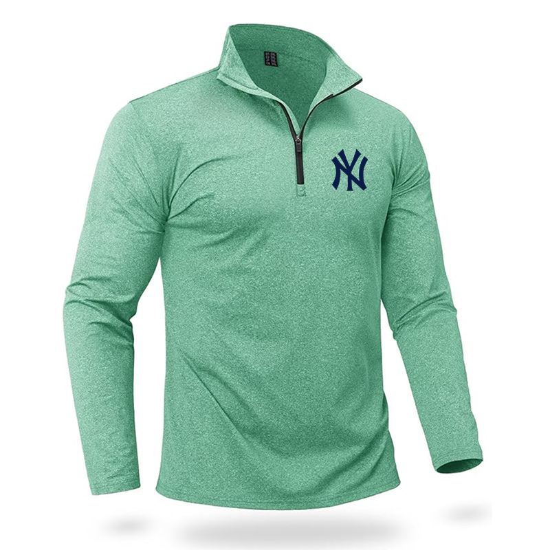 Men's New York NY Yankees Quarter Zip Pullover Premium Fleece Lined Heather Long Sleeve Golf Shirts Midweight 1/4 Half Zip Sweatshirts