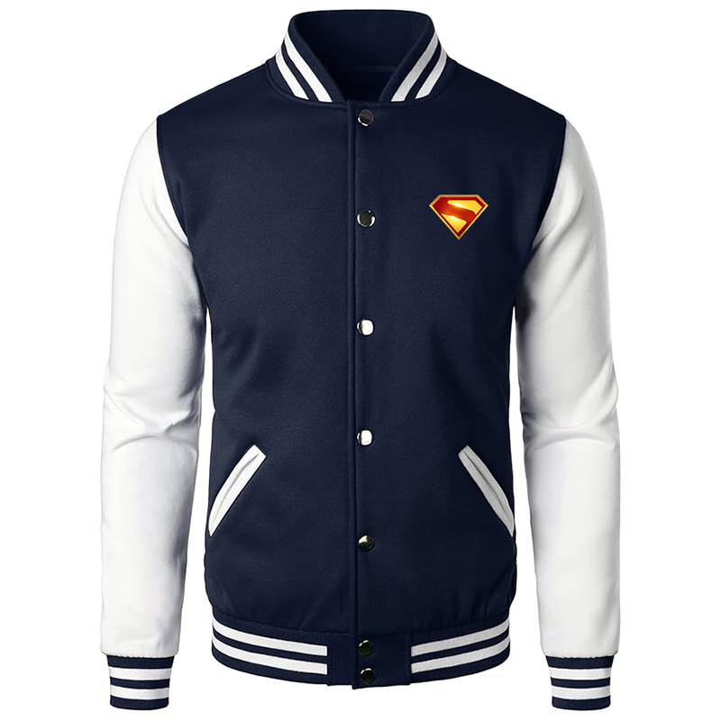 Men’s Superman 2025 Varsity Baseball Jacket Cotton Blend Letterman Jackets