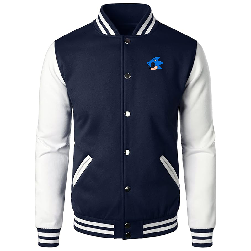 Men’s Sonic the Hedgehog Varsity Baseball Jacket Cotton Blend Letterman Jackets